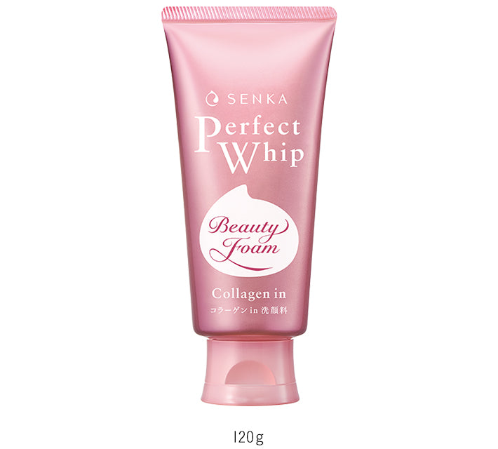 Senka Perfect Whip Collagen In 120g pink tube - Anti-aging and hydrating Japanese facial foam - DARUMA AUSTRALIA PTY LTD