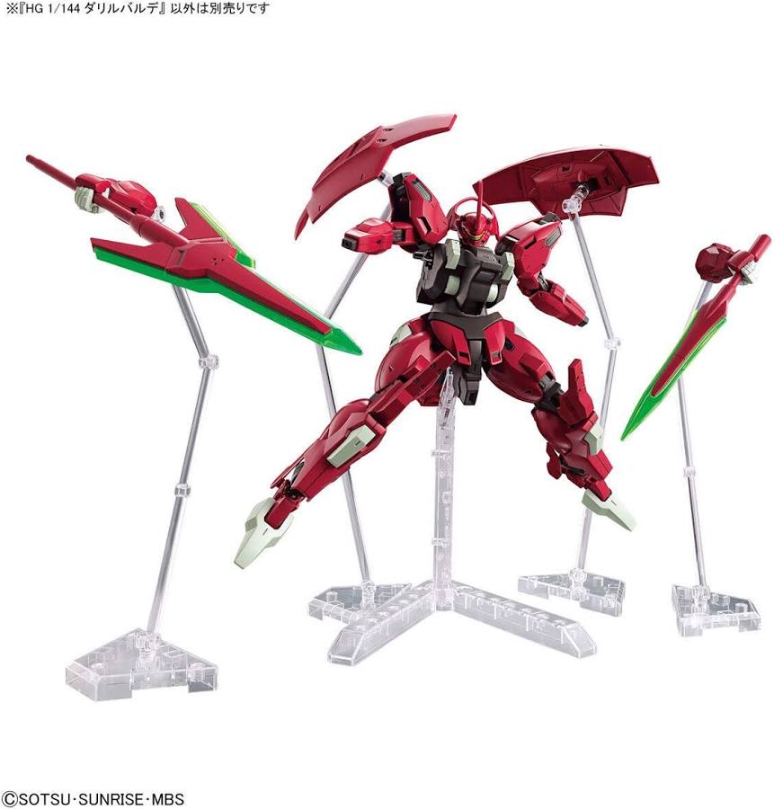 Red robot model with wings on a clear stand against a white background - DARUMA AUSTRALIA PTY LTD