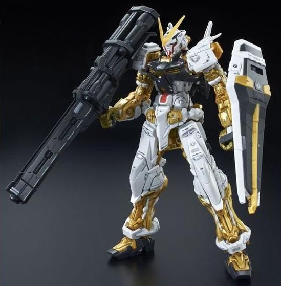 Bandai Real Grade 1/144 Gundam Astray Gold Frame model kit - Detailed gold internal skeleton and black gloss armor - DARUMA AUSTRALIA PTY LTD