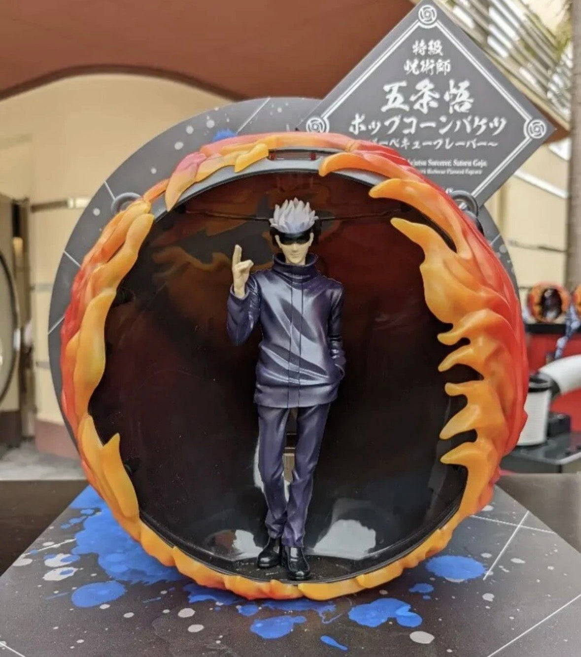 Official Gojo Satoru popcorn bucket from Universal Studios Japan Jujutsu Kaisen event.