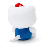 Hello Kitty white cat mascot holder figure with her signature red bow, official Sanrio merchandise.