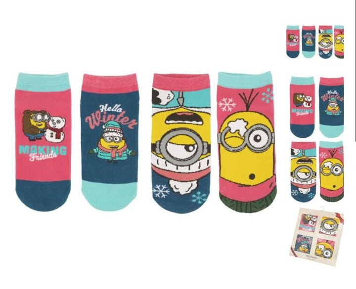 Set of 2 pairs of Minion character socks, Winter Break Collection, Universal Studios Japan exclusive apparel - DARUMA AUSTRALIA PTY LTD
