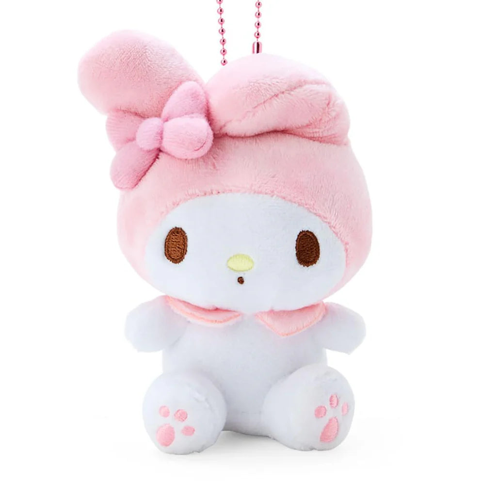 My Melody pink bunny mascot holder figure, official Sanrio merchandise for desktop decoration.
