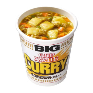 Close-up of the dehydrated potatoes, pork, and carrots inside the Nissin Curry cup - DARUMA AUSTRALIA PTY LTD