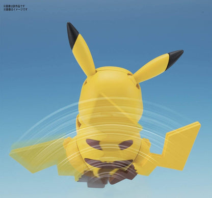 Close-up of the pre-colored plastic runners and stickers included in the Pikachu kit - DARUMA AUSTRALIA PTY LTD