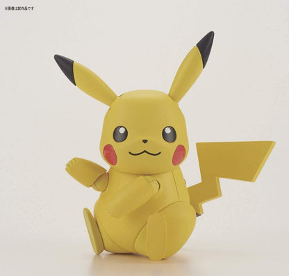 Close-up of the pre-colored plastic runners and stickers included in the Pikachu kit - DARUMA AUSTRALIA PTY LTD