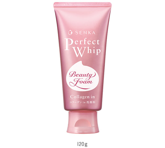 Senka Perfect Whip Collagen In 120g pink tube - Anti-aging and hydrating Japanese facial foam - DARUMA AUSTRALIA PTY LTD