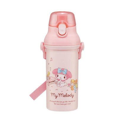 My Melody 480ml push-button water bottle by Skater Japan, pink Sanrio character direct-drink bottle for kids - DARUMA AUSTRALIA PTY LTD