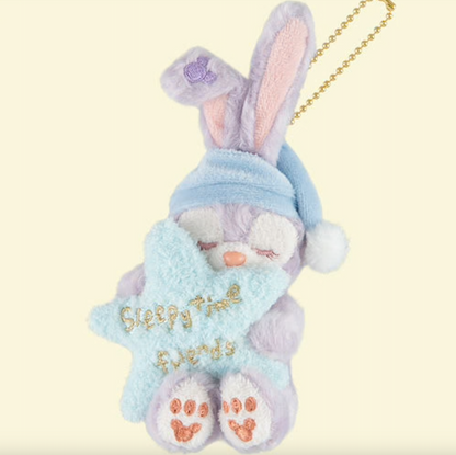 Official StellaLou Sweet Dreams plush keychain with closed eyes and pajama outfit - DARUMA AUSTRALIA PTY LTD