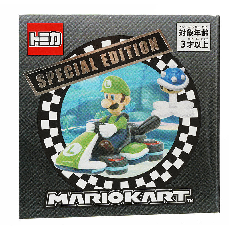 Tomica Mario Kart Luigi die-cast car with Spiny Shell accessory, Super Nintendo World Special Edition from Universal Studios Japan - DARUMA AUSTRALIA PTY LTD